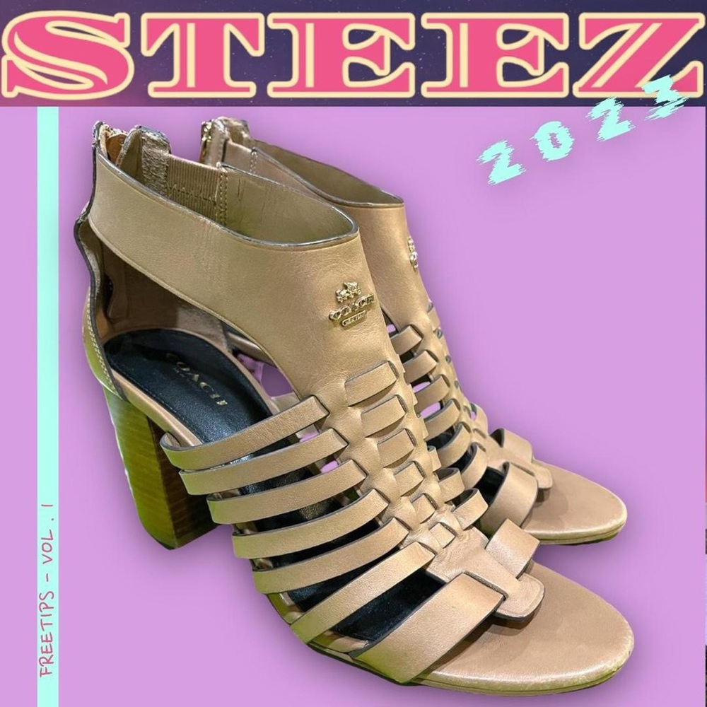 Coach Cream Strapped Heels